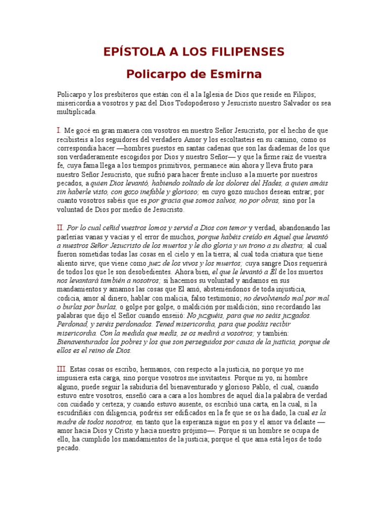 epistola de policarpo a los filipenses